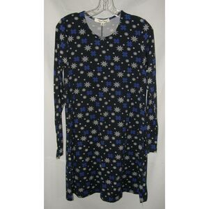 NEW Snowflake Print Sz Medium Soft Stretchy Casual Dress Pockets VINE & VALLEY